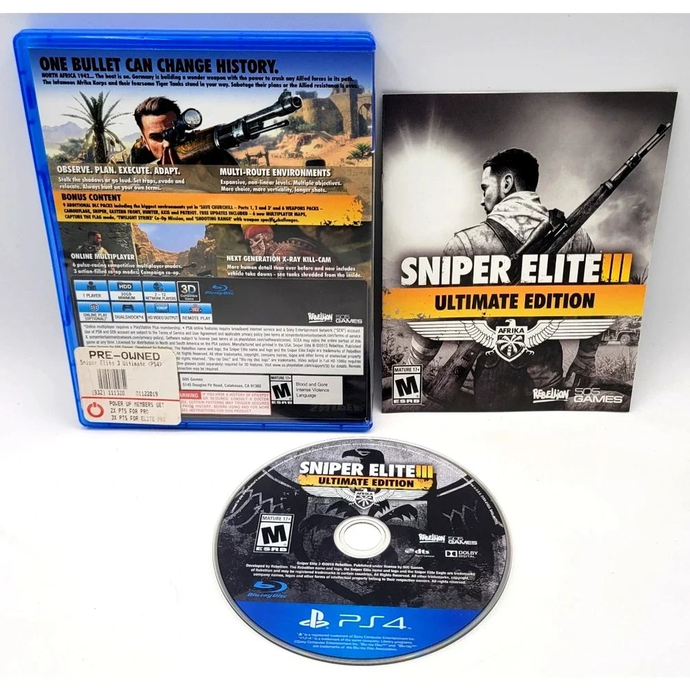 Sniper Elite 3 Ultimate Edition (Sony‎ PlayStation 4, PS4) CIB COMPLETE IN BOX
